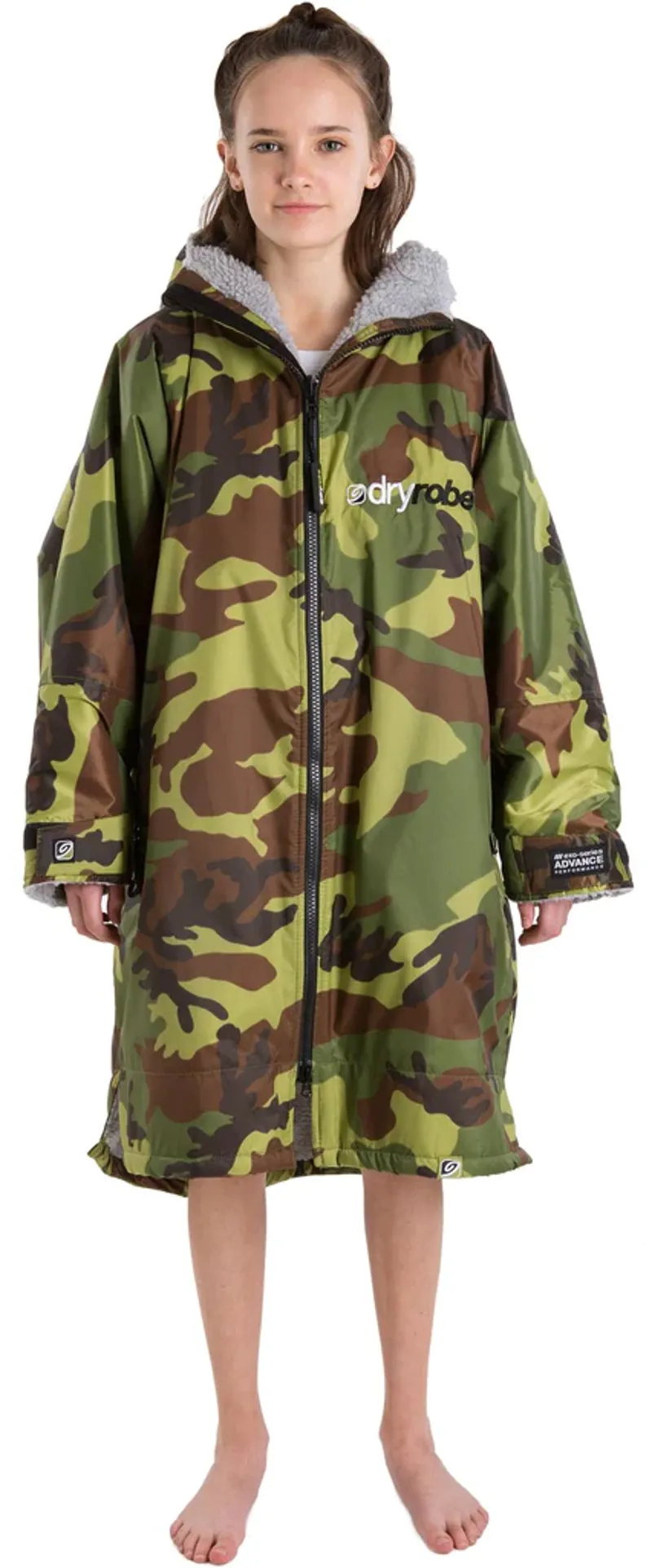 Dryrobe Kids Advance Long Sleeve Robe V3 10-13 yrs Camo Grey-1